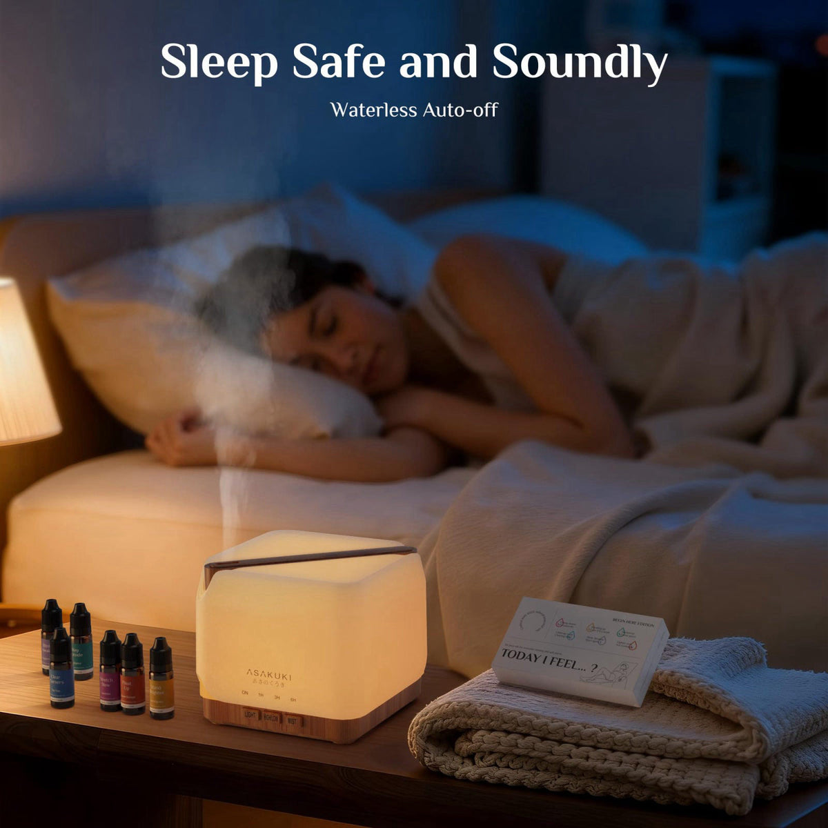 ASAKUKI Essential Oil Diffuser for Home with Top 6 Essential Oil Sets Large 700 ml Humidifier, Automatic Shut-Off, 7 LED