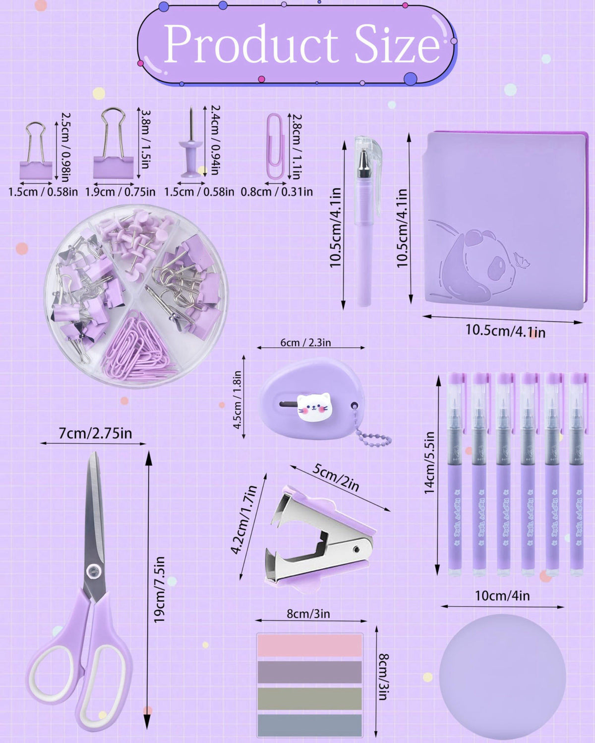 Vamrak Purple Desk Accessories and Organizers with Desk Organizer and 360°Rotating Pen Holder stapler Pen and a Lot of O
