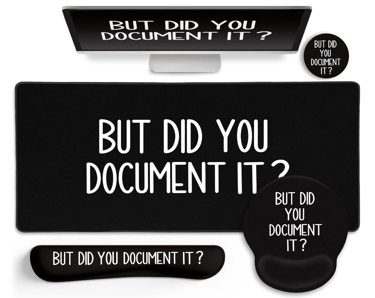LIMKRIAN Black Mouse Pad Large Desk Mat Set, But Did You Document It Decor – product photo (Mouse Pads)