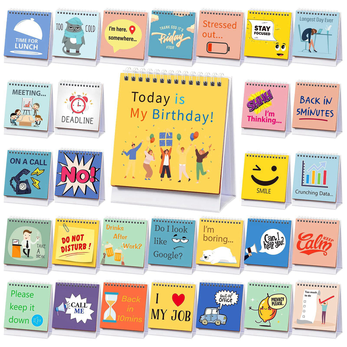 ReliThick 10 Pieces Funny Desk Signs 30 Messages Flip Over Colleague Gift