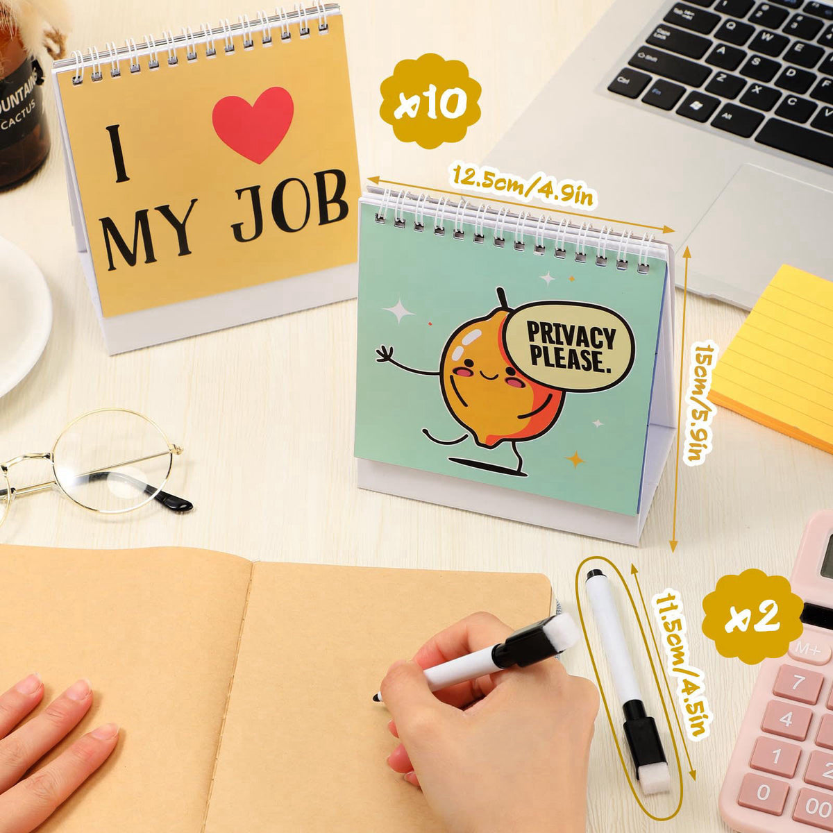 ReliThick 10 Pieces Funny Desk Signs 30 Messages Flip Over Colleague Gift – packaging and label
