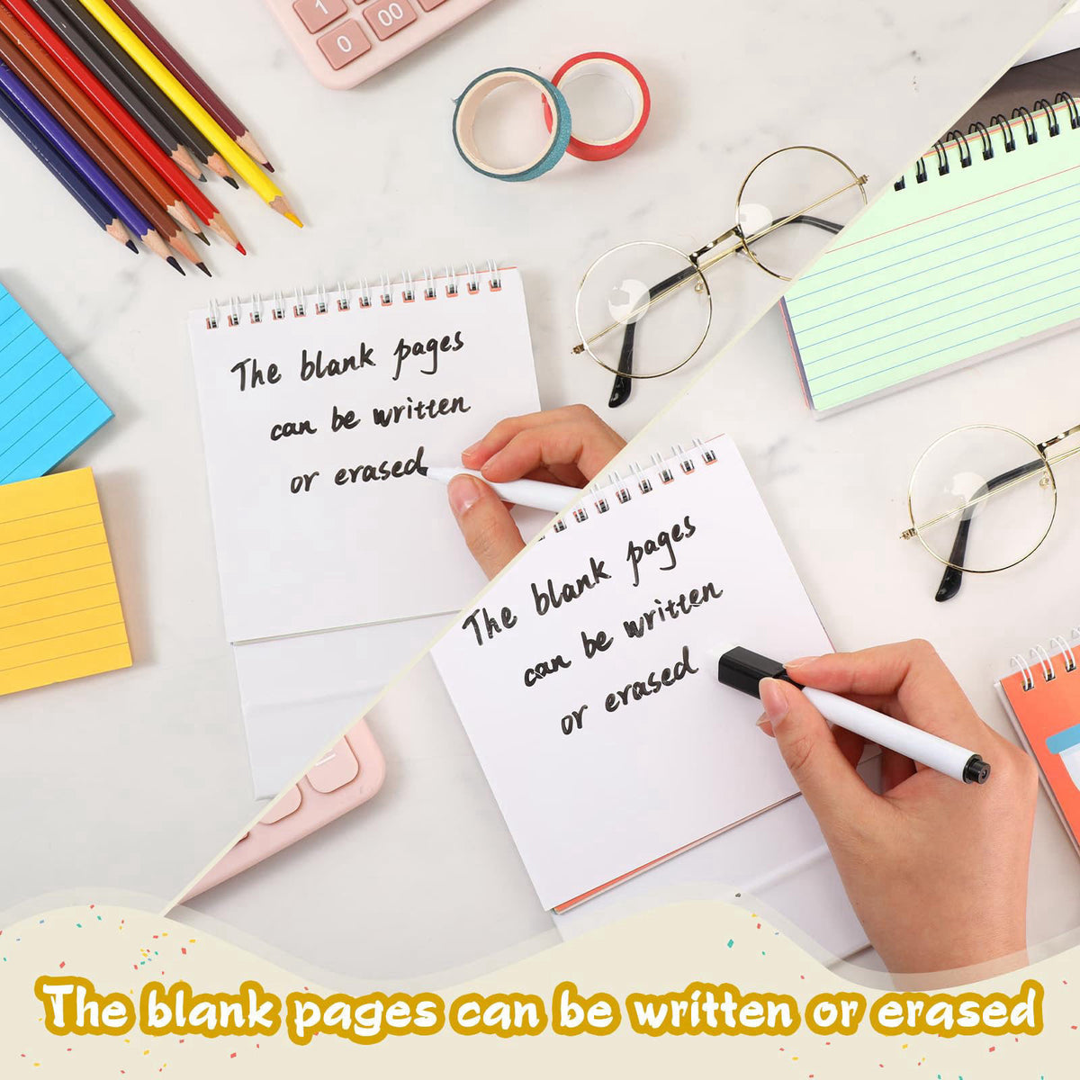 ReliThick 10 Pieces Funny Desk Signs 30 Messages Flip Over Colleague Gift – back view and specifications
