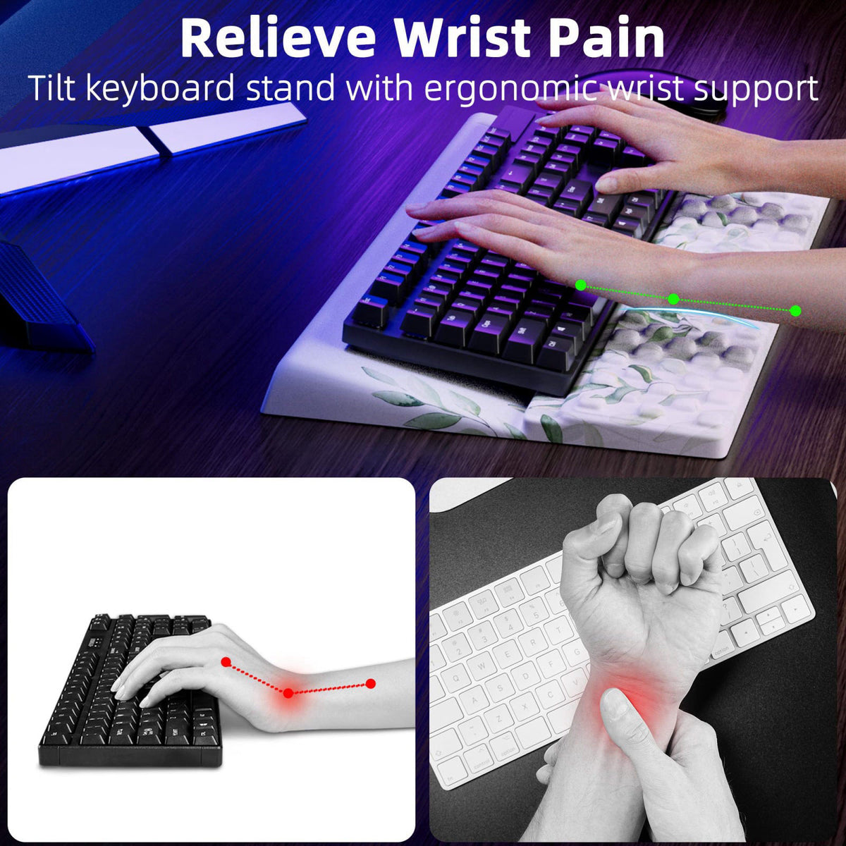 Ospelelf Keyboard Wrist Rest Pad Comfy Ergonomic Keyboard Stand Holder Office Desk Accessories Work from Home Essentials