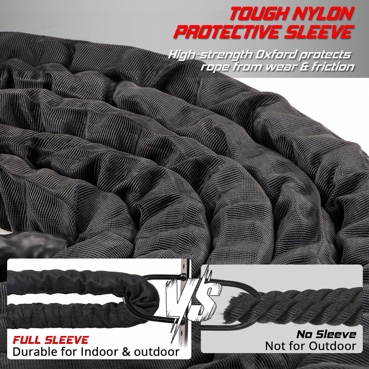 Triberion Battle Rope for Home Gym Workout - 1.5 Inch 40ft Heavy Weighted Training Exercise Ropes Fitness Equipment with