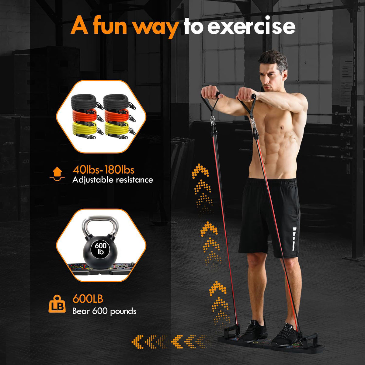 MQRW Push Up Board,Home Gym,Portable Exercise Equipment,Pilates Bar and 20 Fitness Accessories with Resistance Bands and