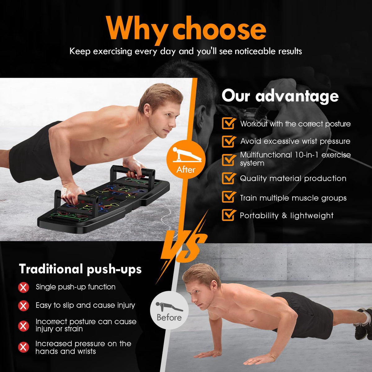 MQRW Push Up Board,Home Gym,Portable Exercise Equipment,Pilates Bar and 20 Fitness Accessories with Resistance Bands and