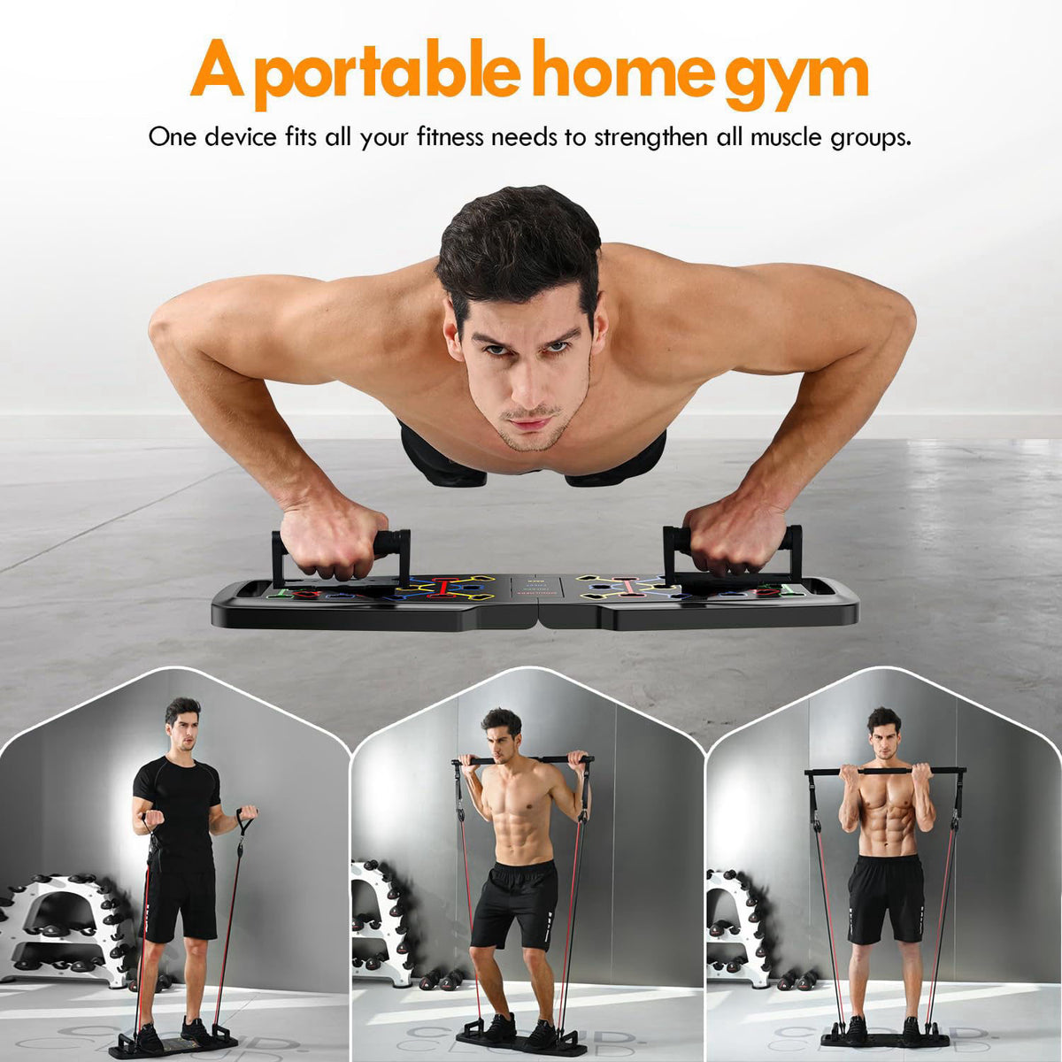 MQRW Push Up Board,Home Gym,Portable Exercise Equipment,Pilates Bar and 20 Fitness Accessories with Resistance Bands and
