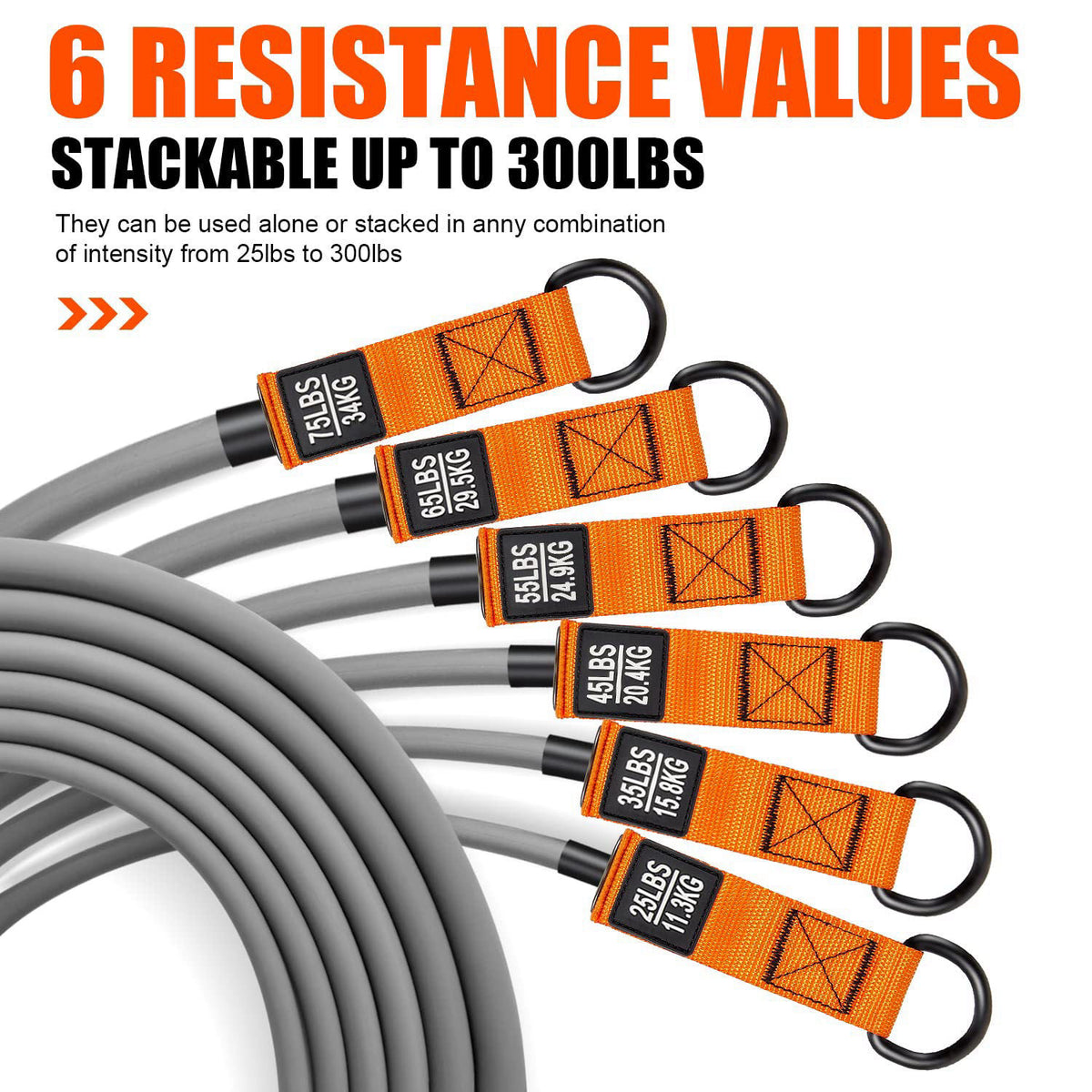 HPYGN Heavy Resistance Bands with Handles, 300 lb Exercise Bands for Men – alternate angle