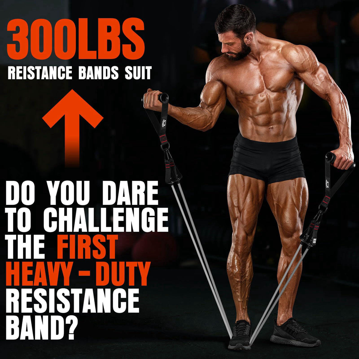 COOBONS FITNESS Heavy Resistance Bands for Working Out, 300LBS Exercise Bands with Handles – back view and specification