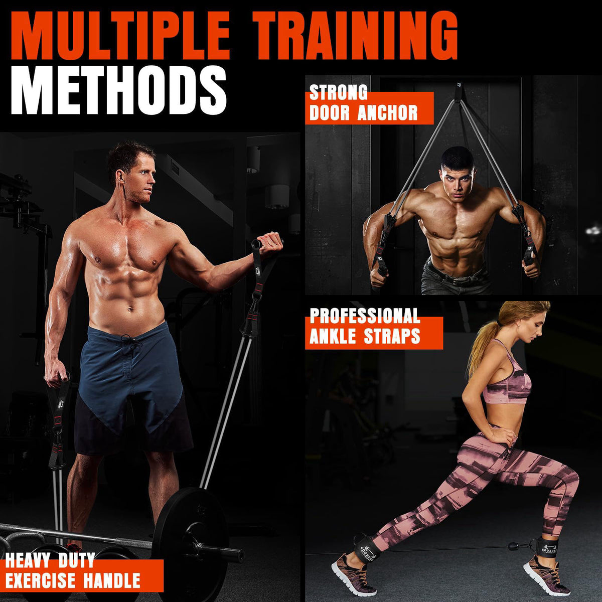 COOBONS FITNESS Heavy Resistance Bands for Working Out, 300LBS Exercise Bands with Handles – alternate angle
