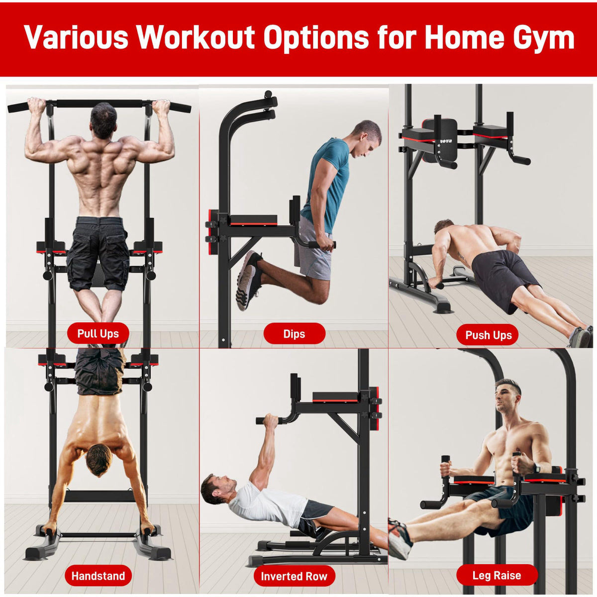 Outdoor Basic Power Tower, Pull Up Bar and Dip Station for Home Gym, 1400LBS Weight Capacity, Adjustable Height, Heavy D