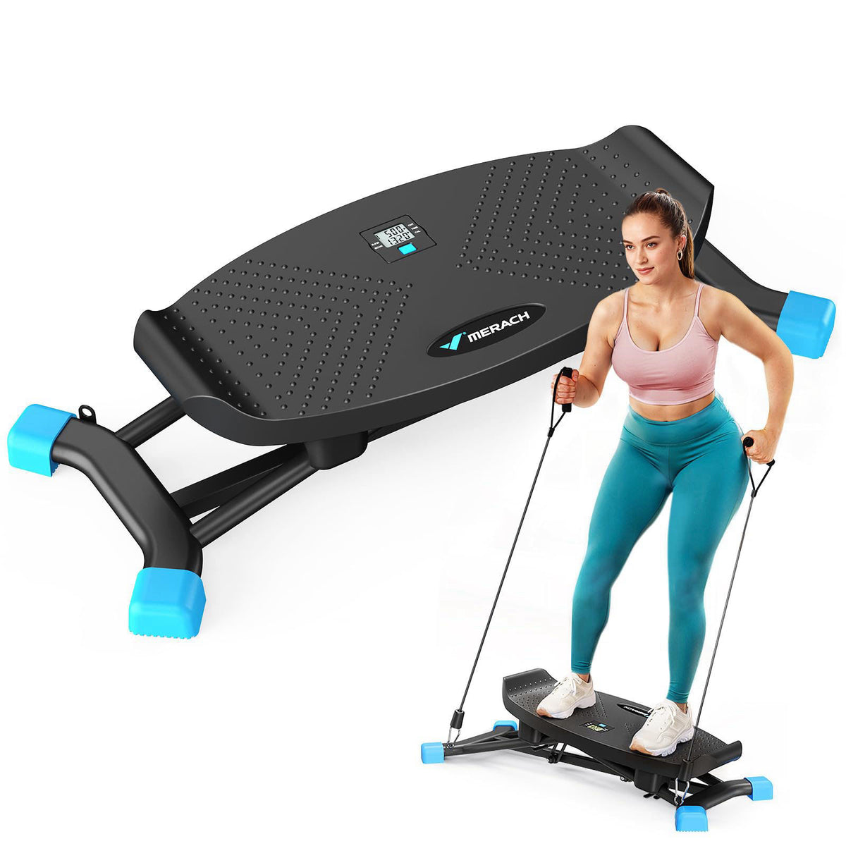 MERACH Balance Board for Adults, Rocking Stepper with Resistance Bands – product photo (Cardio Training)