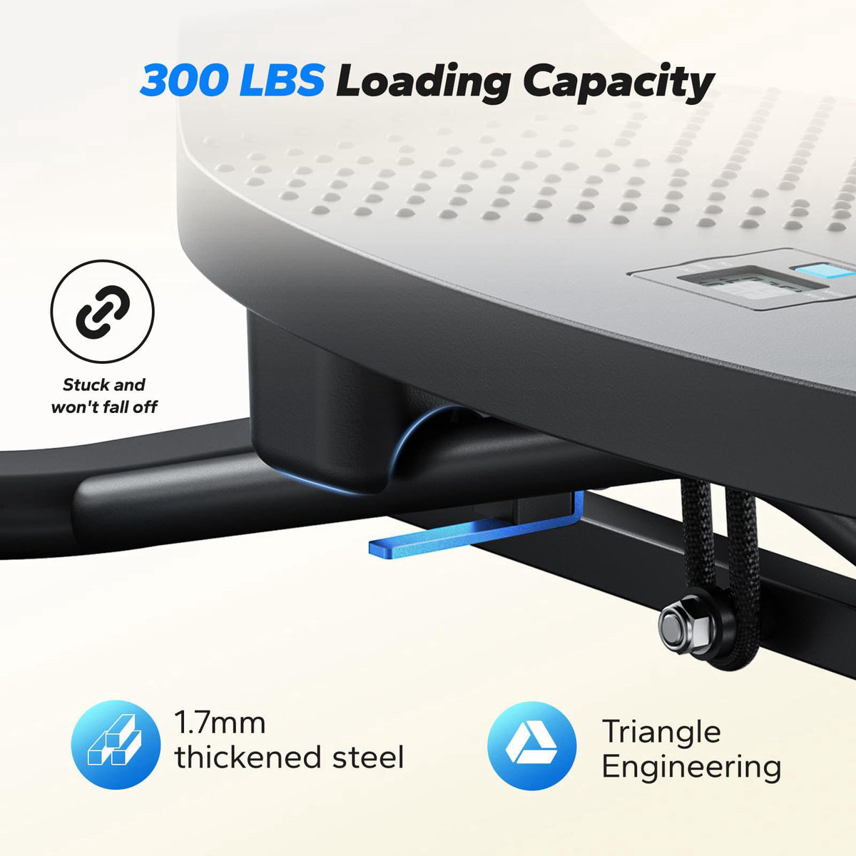 MERACH Balance Board for Adults, Rocking Stepper with Resistance Bands – back view and specifications