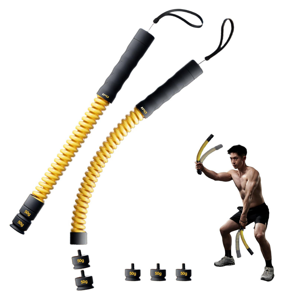 IPO 2026 Upgrade Weighted Ropeless Battle Ropes, Heavy Duty Portable Cordless Battle Ropes for Home Gym with Poster, Wor
