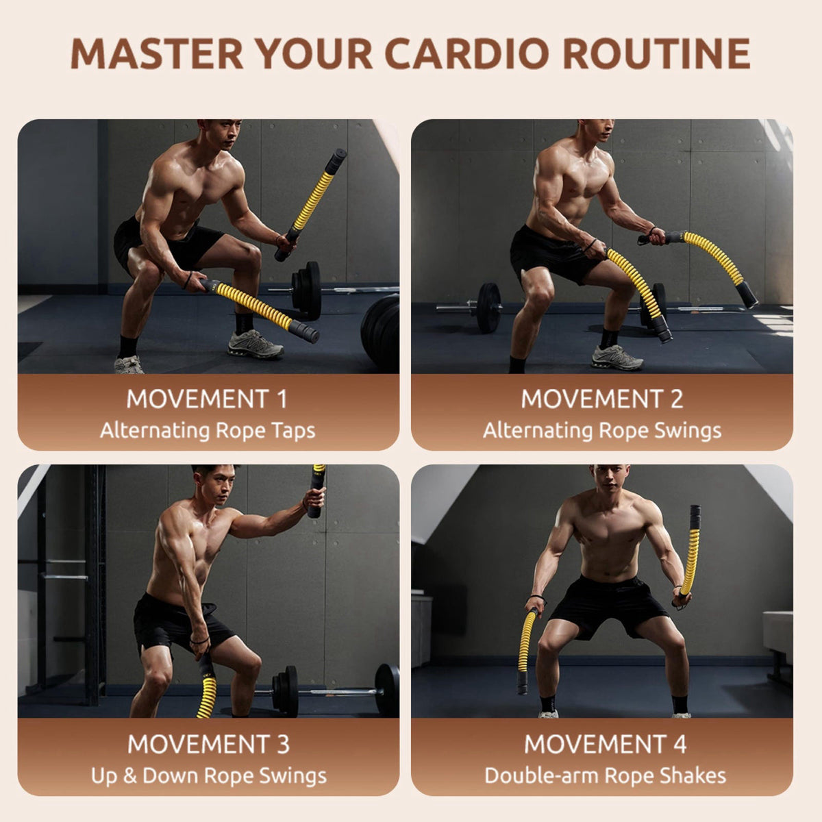 IPO 2026 Upgrade Weighted Ropeless Battle Ropes, Heavy Duty Portable Cordless Battle Ropes for Home Gym with Poster, Wor