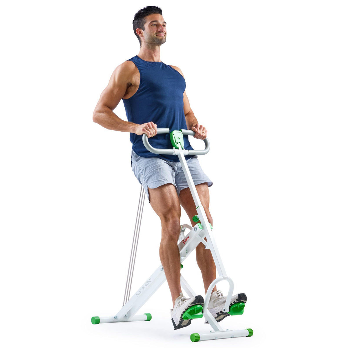 Sunny Health & Fitness Smart Row-N-Ride Glute & Leg Trainer, Foldable Squat Assist Rower with Exclusive SunnyFit App Con