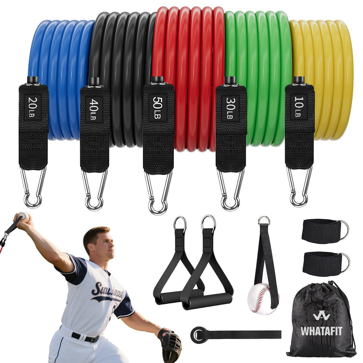 WHATAFIT Resistance Bands with Handles, Exercise Bands Set for Working Out – product photo (Resistance Bands)
