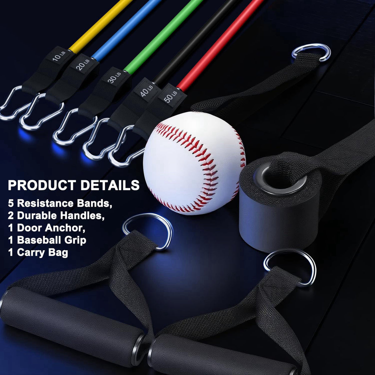 WHATAFIT Resistance Bands with Handles, Exercise Bands Set for Working Out – packaging and label