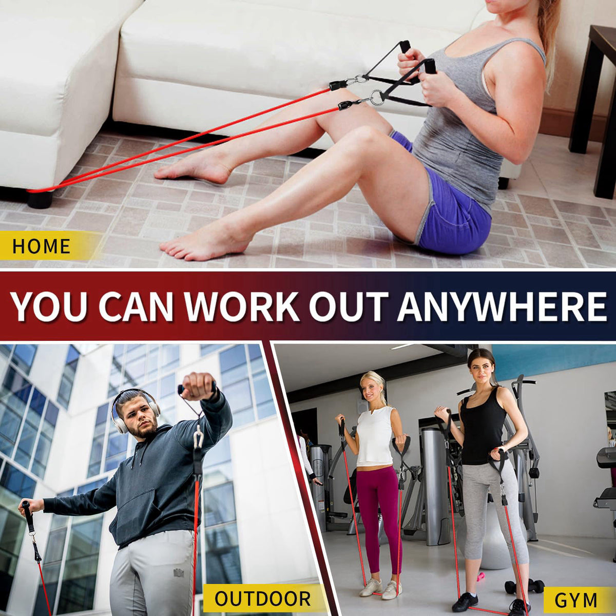 WHATAFIT Resistance Bands with Handles, Exercise Bands Set for Working Out – alternate angle