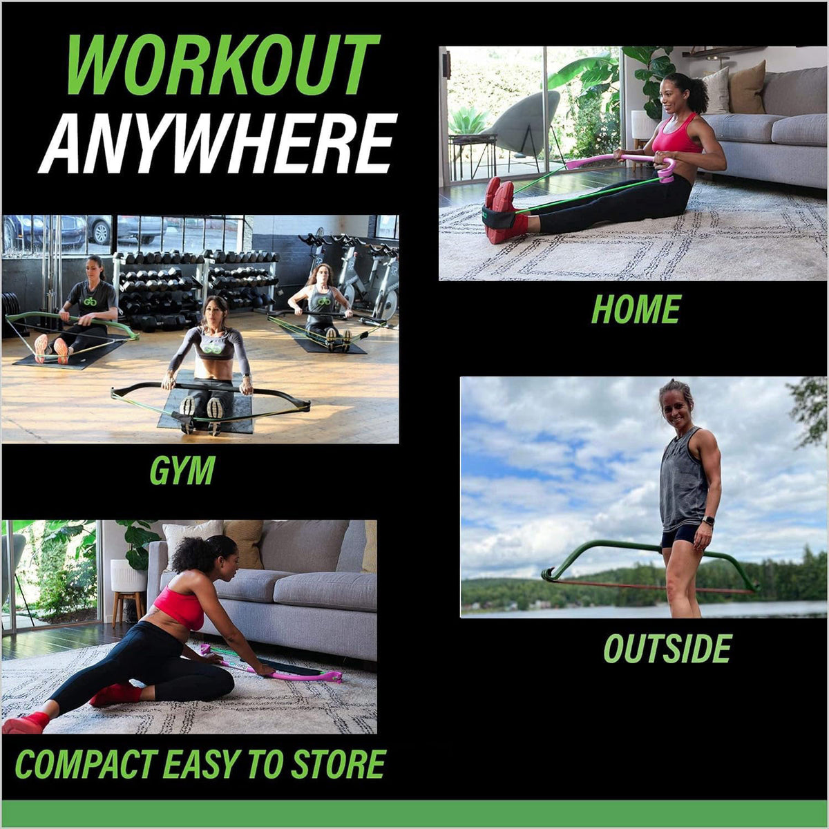 Gorilla Bow Lite All-in-One Home Gym System, Portable Resistance Band Bar for Strength Training, HIIT & Full Body Workou