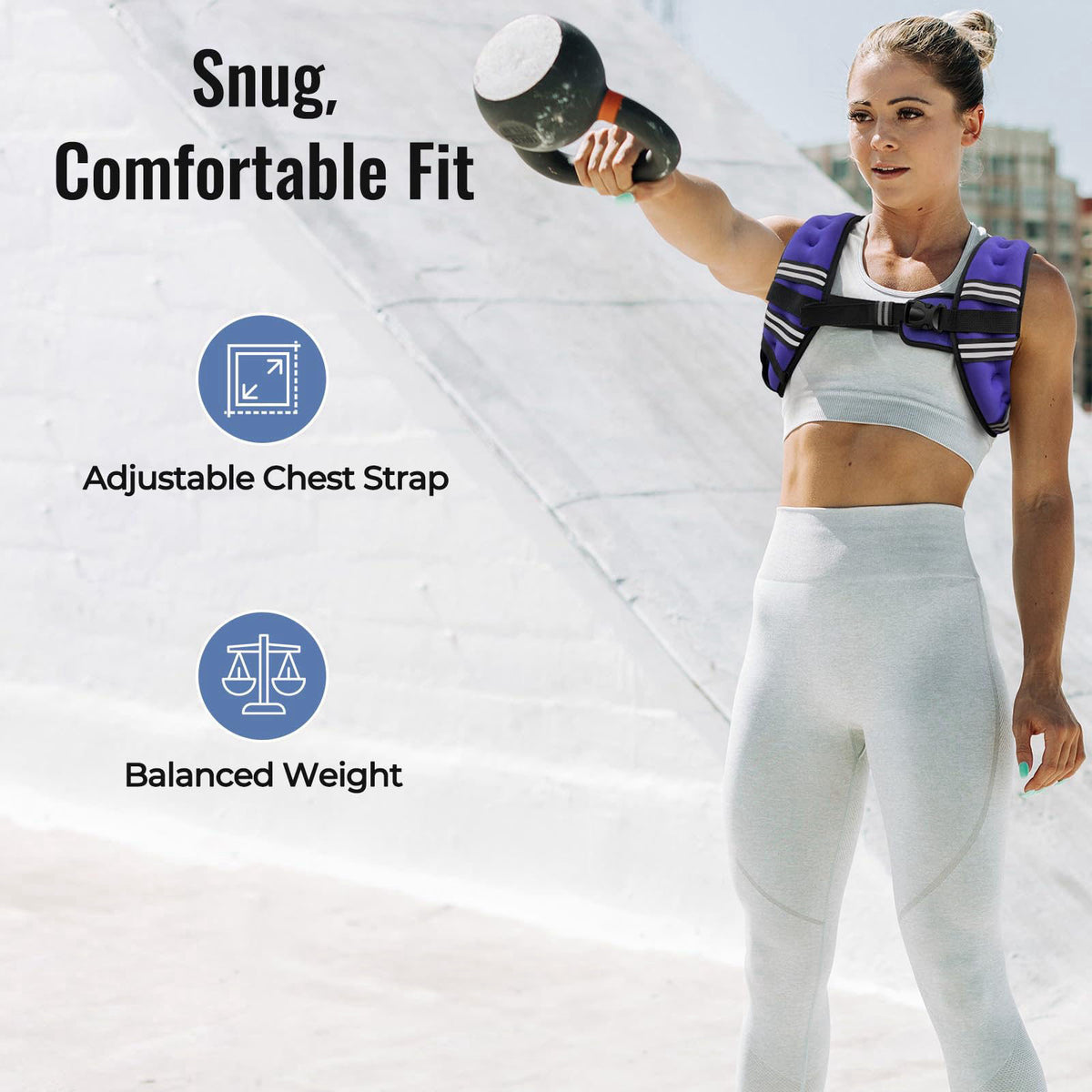 Zeerun Weighted Vest, 6/8/10/12/15/18/20/24/30LB for Men Women – full view, size Chest (in) Weight (lb)