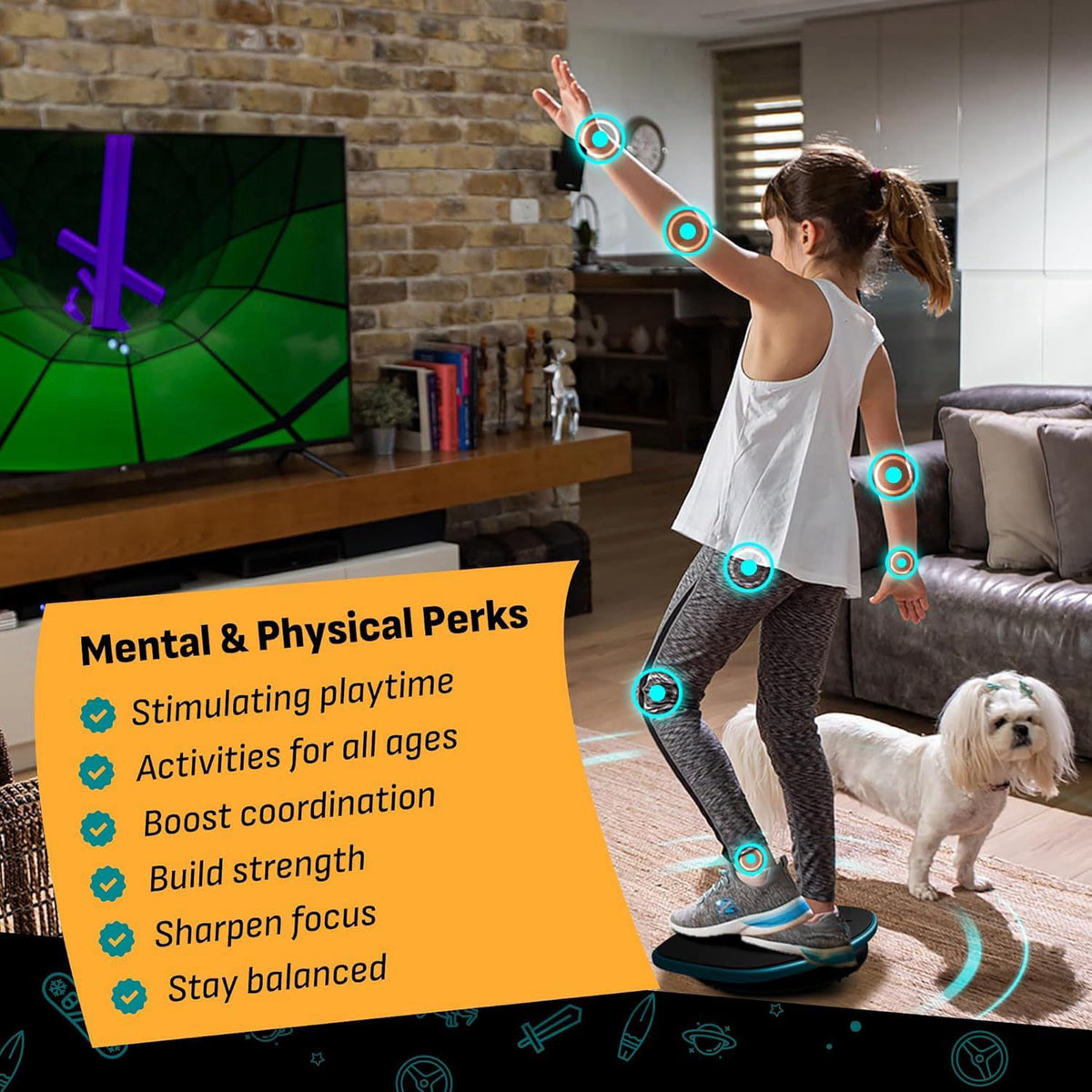 GoCube GoBalance Board - App-Enabled Balance Board. Smart Bluetooth Sensor, 12 FREE Interactive Games - Fun, Balance Tra