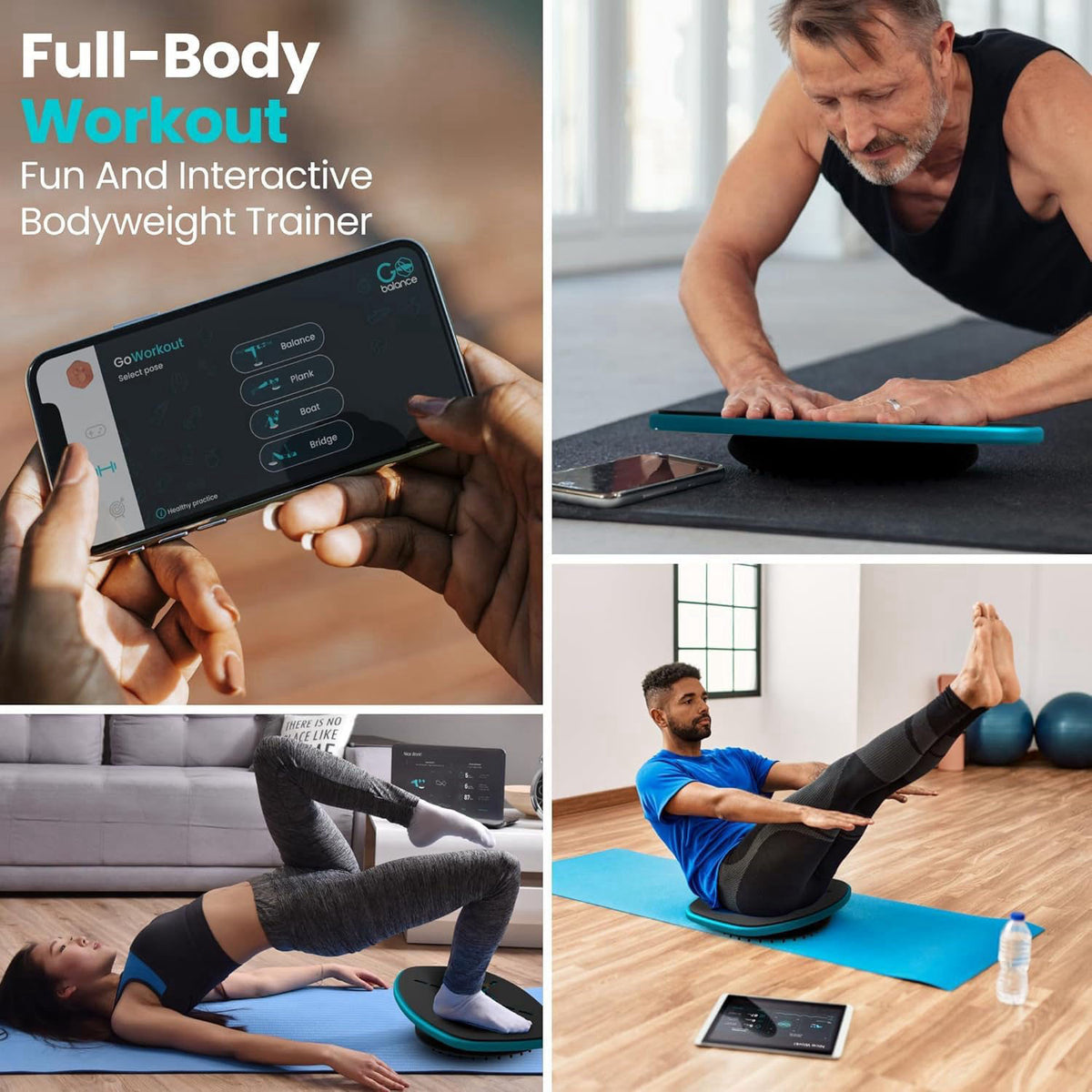 GoCube GoBalance Board - App-Enabled Balance Board. Smart Bluetooth Sensor, 12 FREE Interactive Games - Fun, Balance Tra