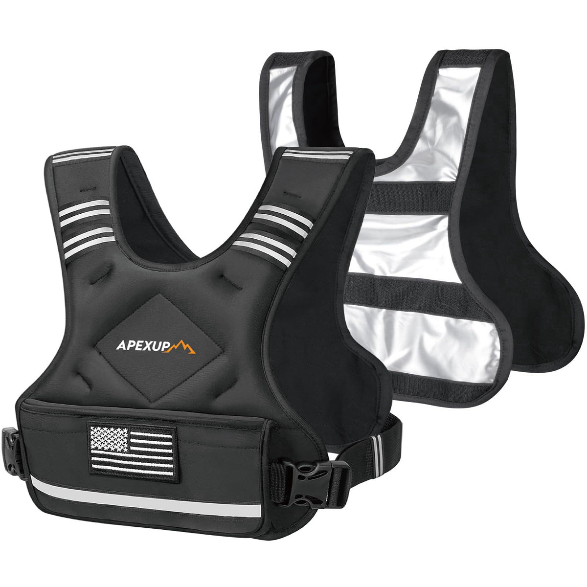 APEXUP Adjustable Weighted Vest, 4-10lb/12-18lb/20-32lb Vest with 6 Ironsand Weights and Large Pocket, Weight Vest for M