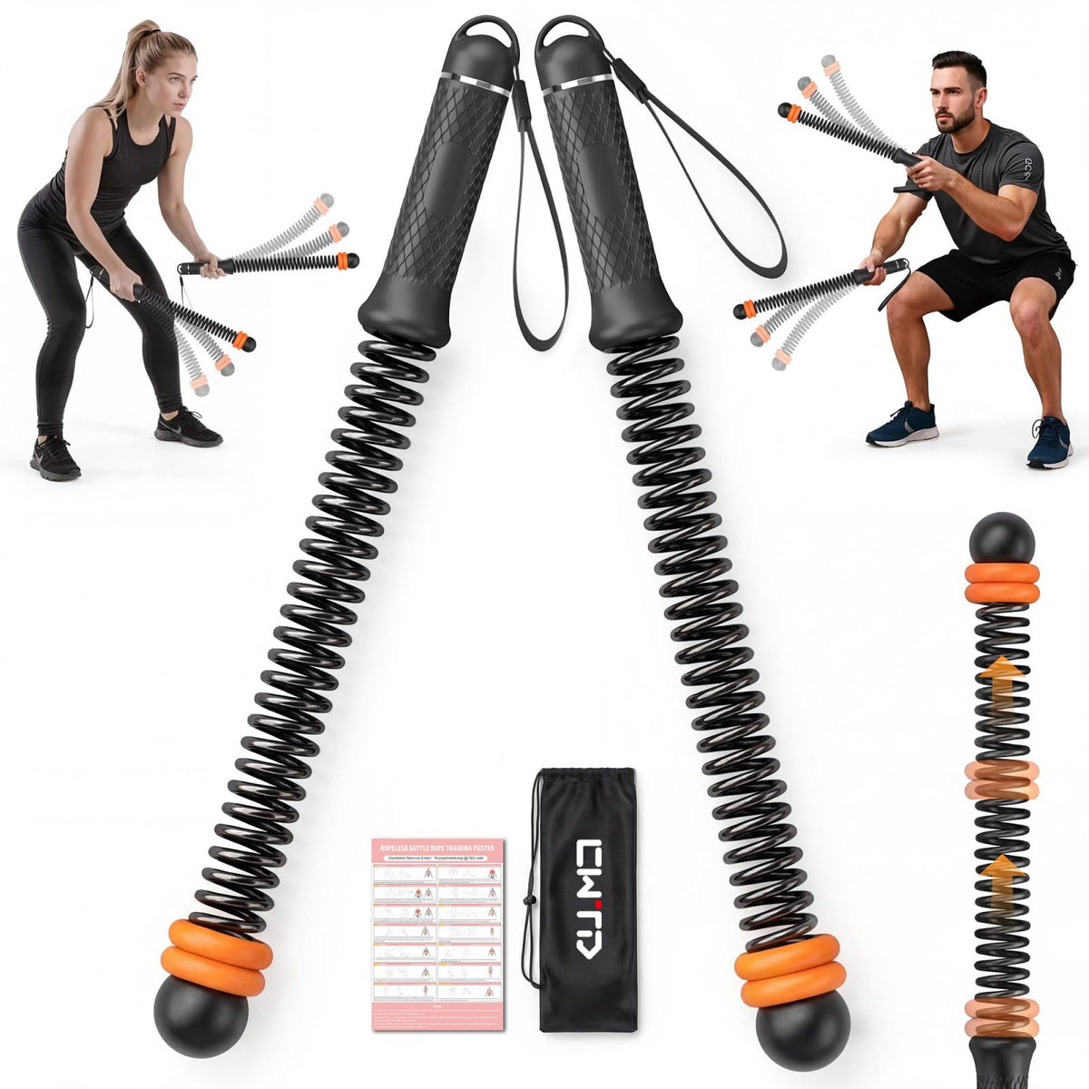 CUWANTIANDI Portable Weighted Cordless Battle Ropes for Men & Women, Black