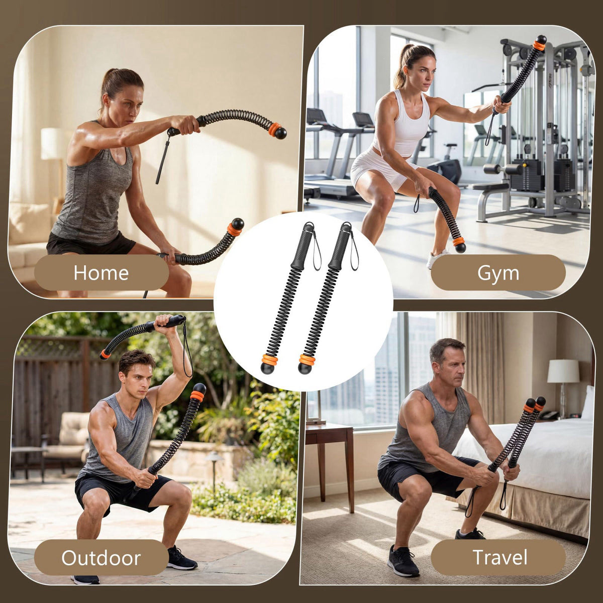 CUWANTIANDI Portable Weighted Cordless Battle Ropes for Men & Women, Black – full view