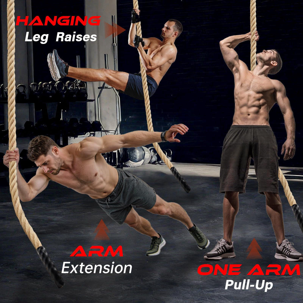 Sodlar Climbing Rope Gym Workout - 10FT 15FT 20FT 25FT 30FT 35FT Heavy Duty Jute Thick Ropes for Adults Strength Trainin