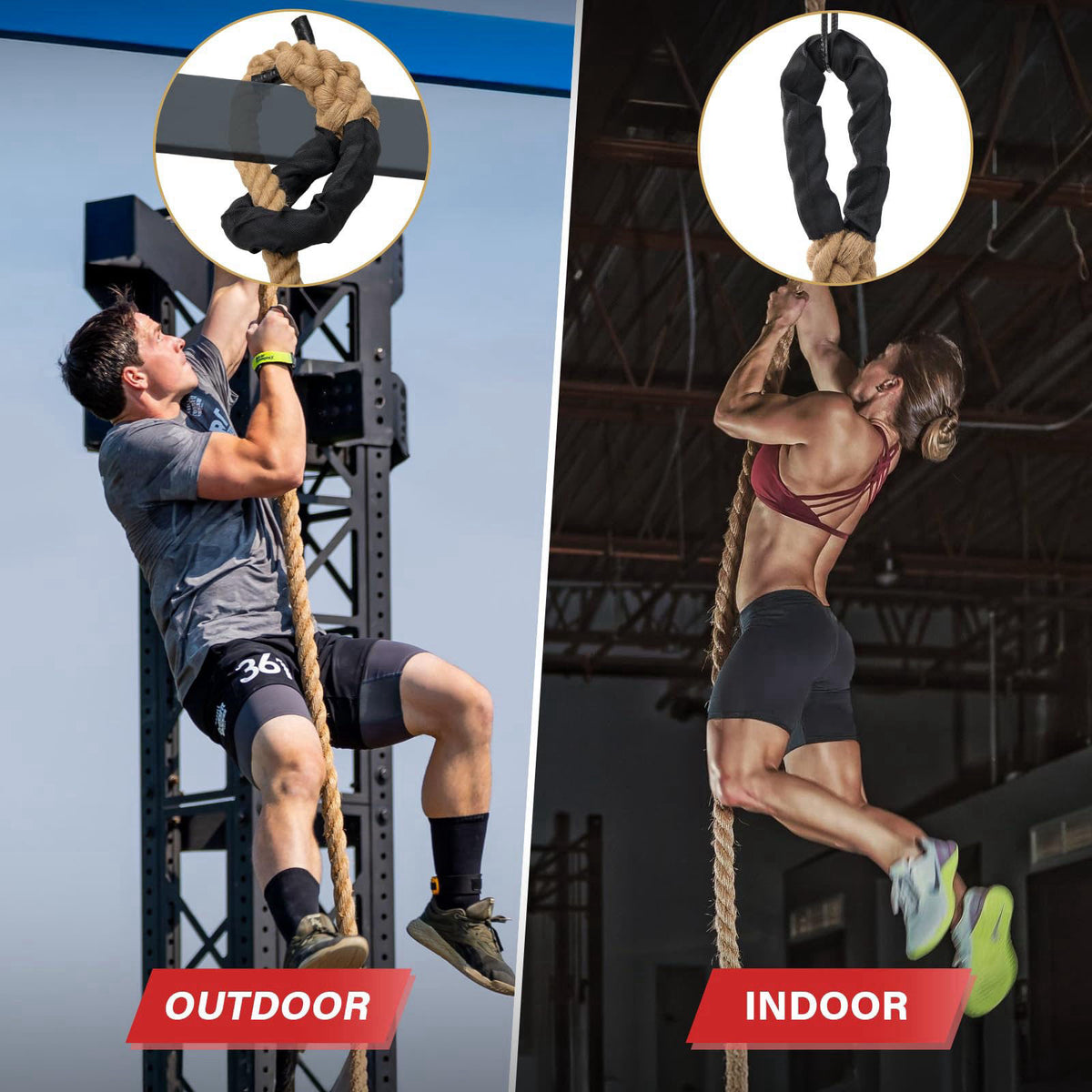 Sodlar Climbing Rope Gym Workout - 10FT 15FT 20FT 25FT 30FT 35FT Heavy Duty Jute Thick Ropes for Adults Strength Trainin