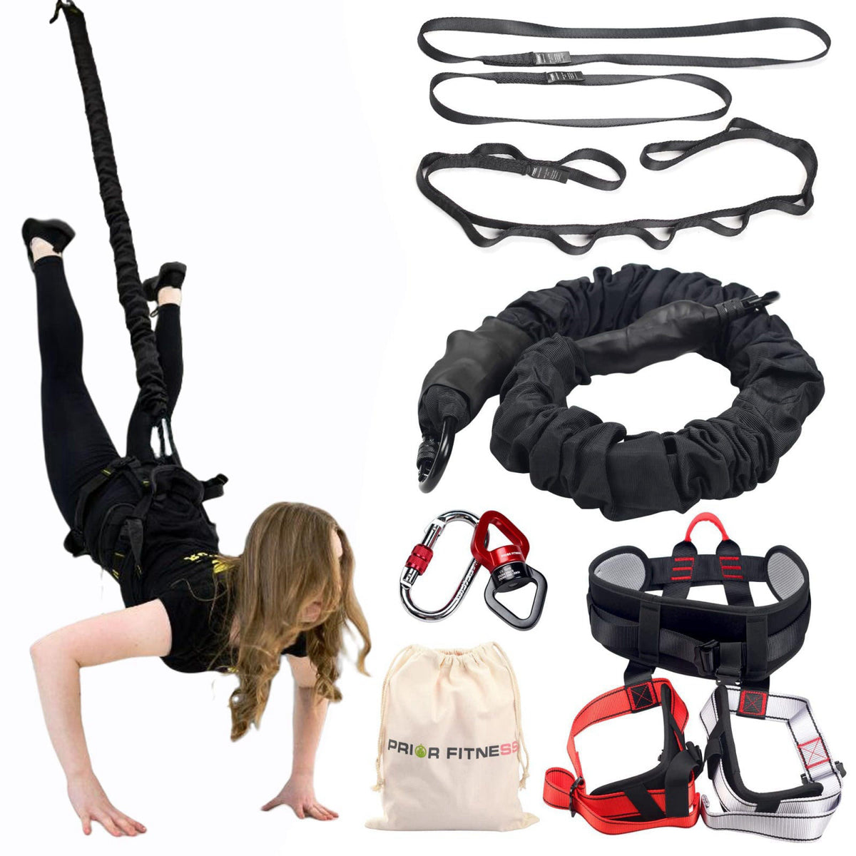 PRIOR FITNESS Bungee Fitness Set Yoga Bungee Cord Rope Resistance Air Dance Rope Exercise Fitness Home Gym Professional 