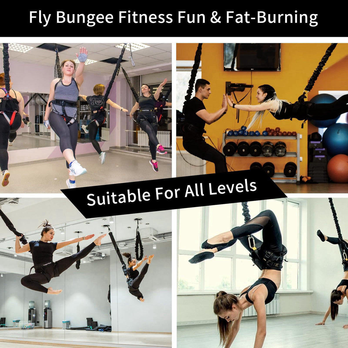 PRIOR FITNESS Bungee Fitness Set Yoga Bungee Cord Rope Resistance Air Dance Rope Exercise Fitness Home Gym Professional 