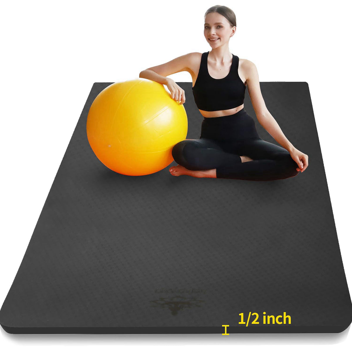 Hatha Yoga Large TPE Yoga Mat 6'x4'x1/2" Extra Thick Non-Slip Exercise Mat - for Yoga Pilates & Home Gym Workouts – 