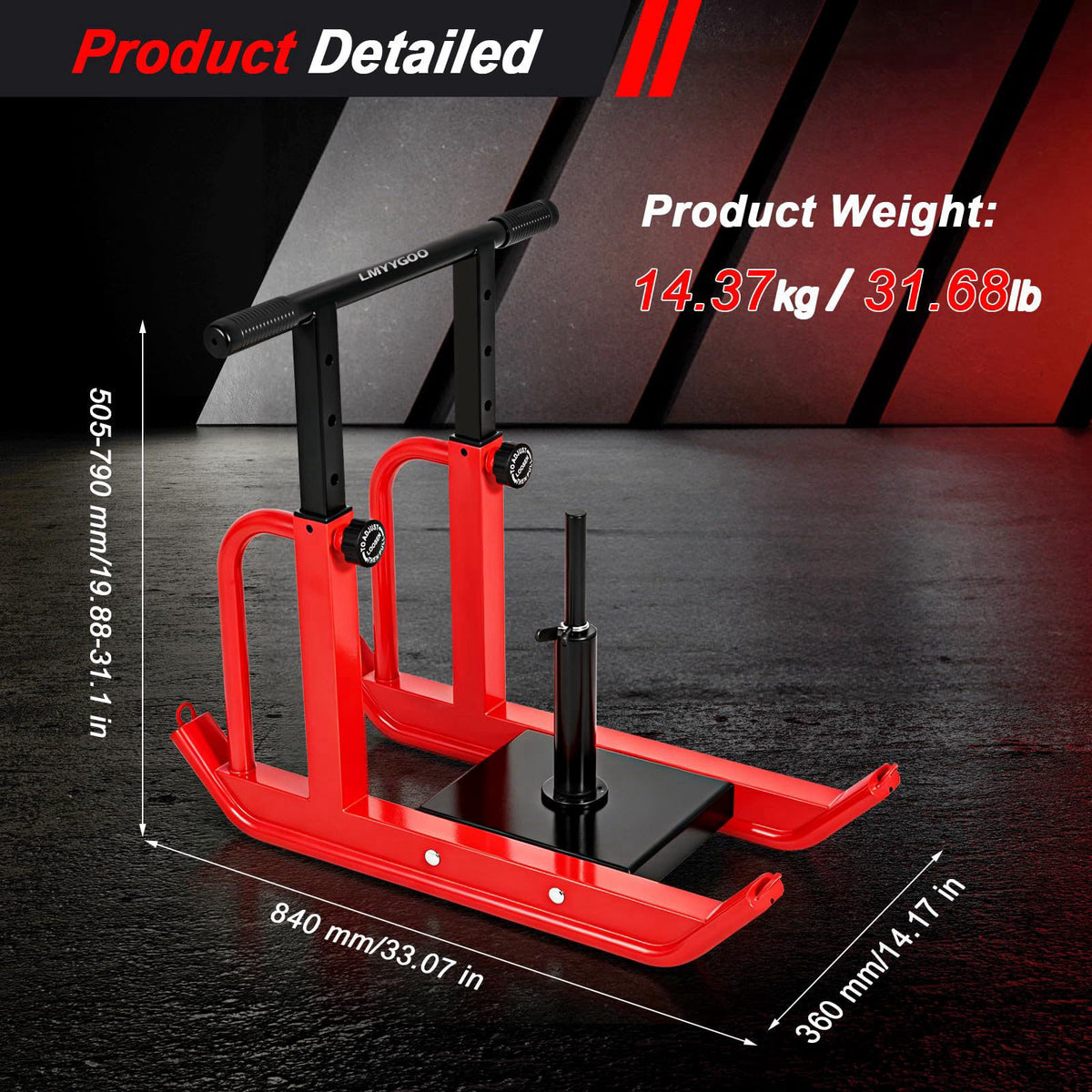 LMYYGOO Heavy-Duty Training Sled, 5-Level Height Adjustment, Push/Pull Dual-Use – close-up detail in Black