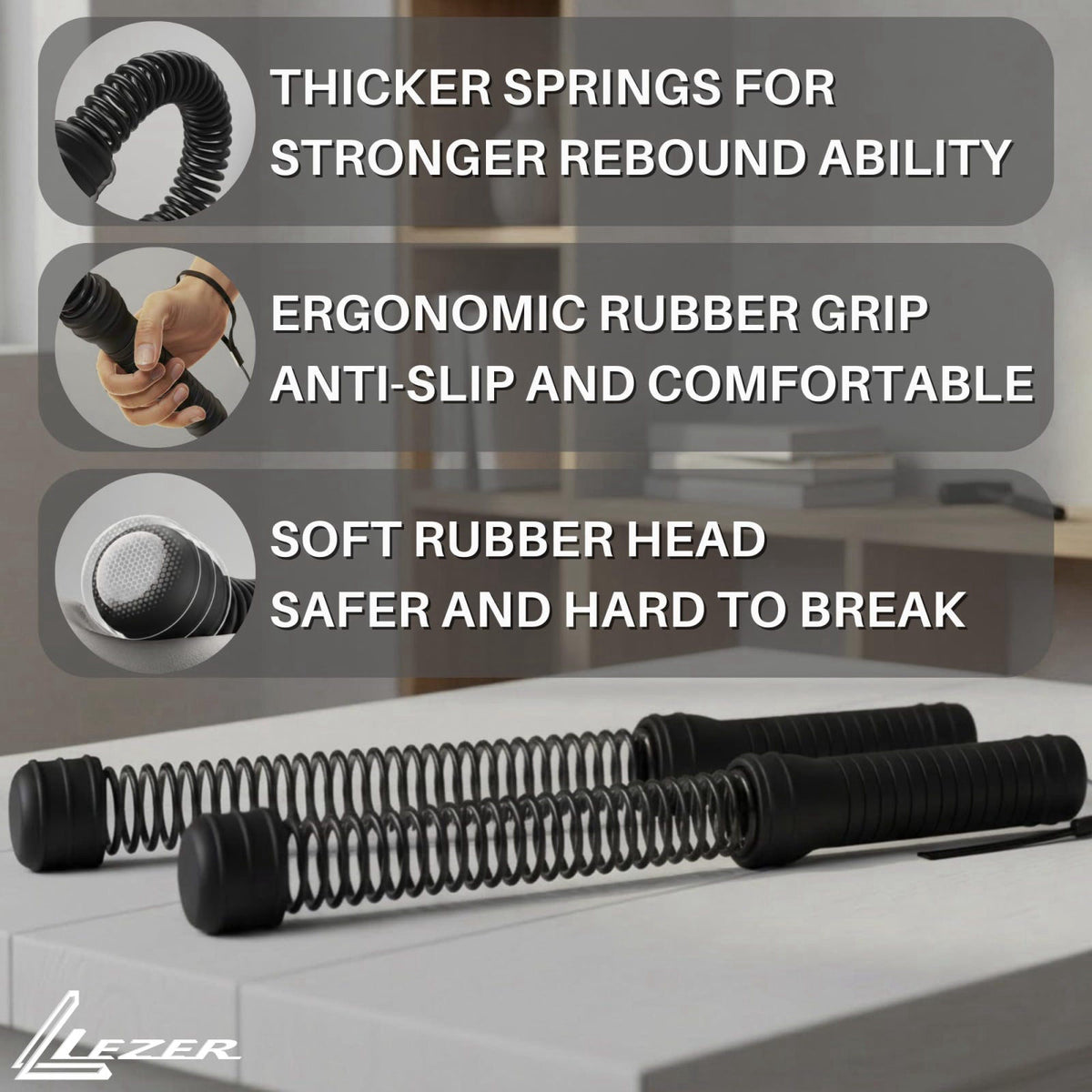 LEZER Weighted Ropeless Battle Ropes, Cordless Trainer for Home Gym & HIIT – full view
