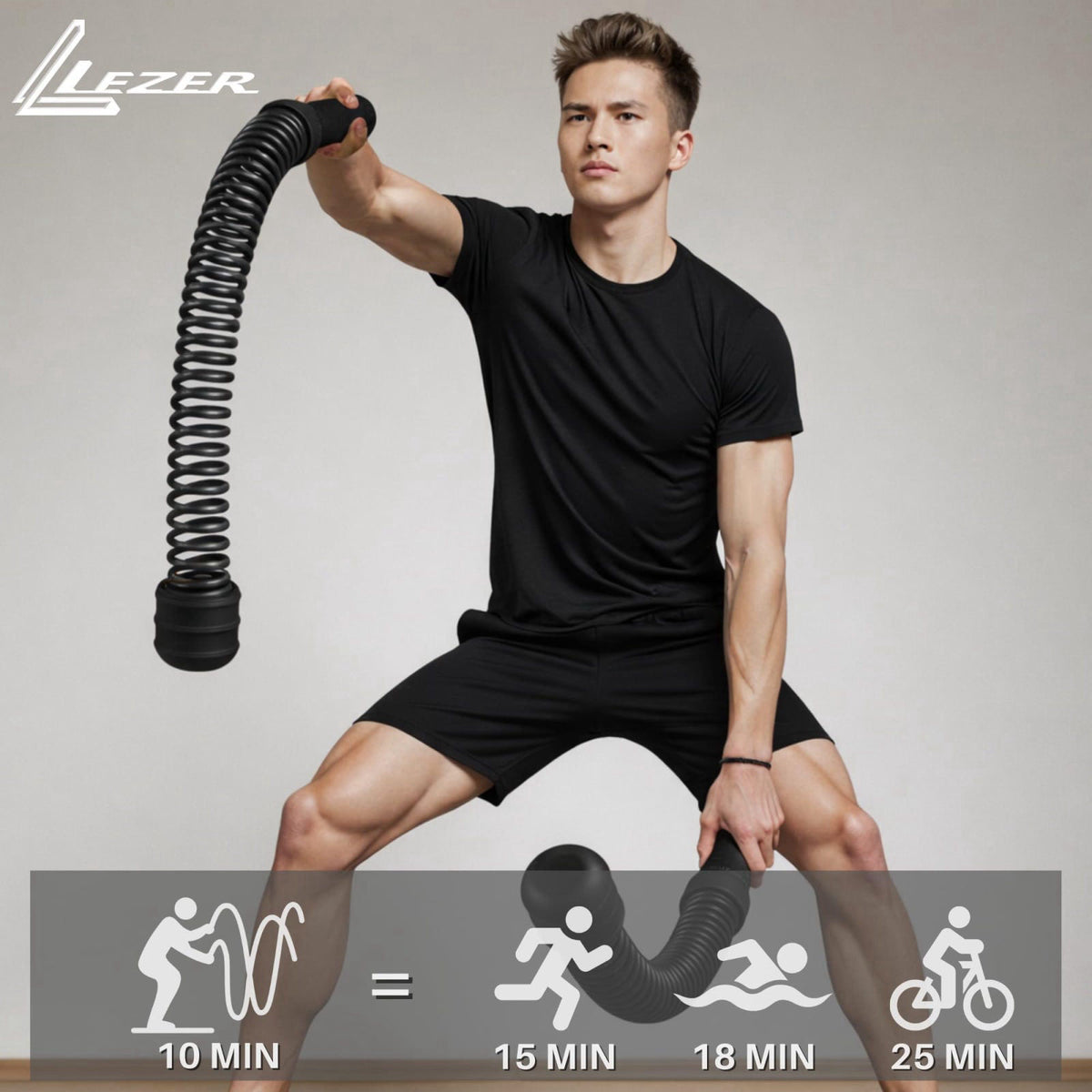 LEZER Weighted Ropeless Battle Ropes, Cordless Trainer for Home Gym & HIIT – alternate angle