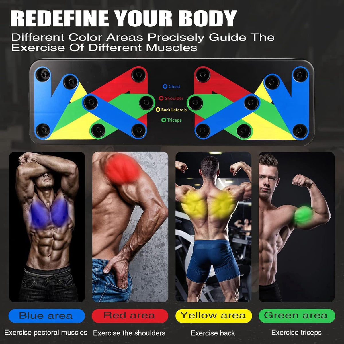 thera hike Power Pack 9-in-1 Push Up Board – Multi-Functional Home Workout Equipment for Strength Training, Chest, Arm, 