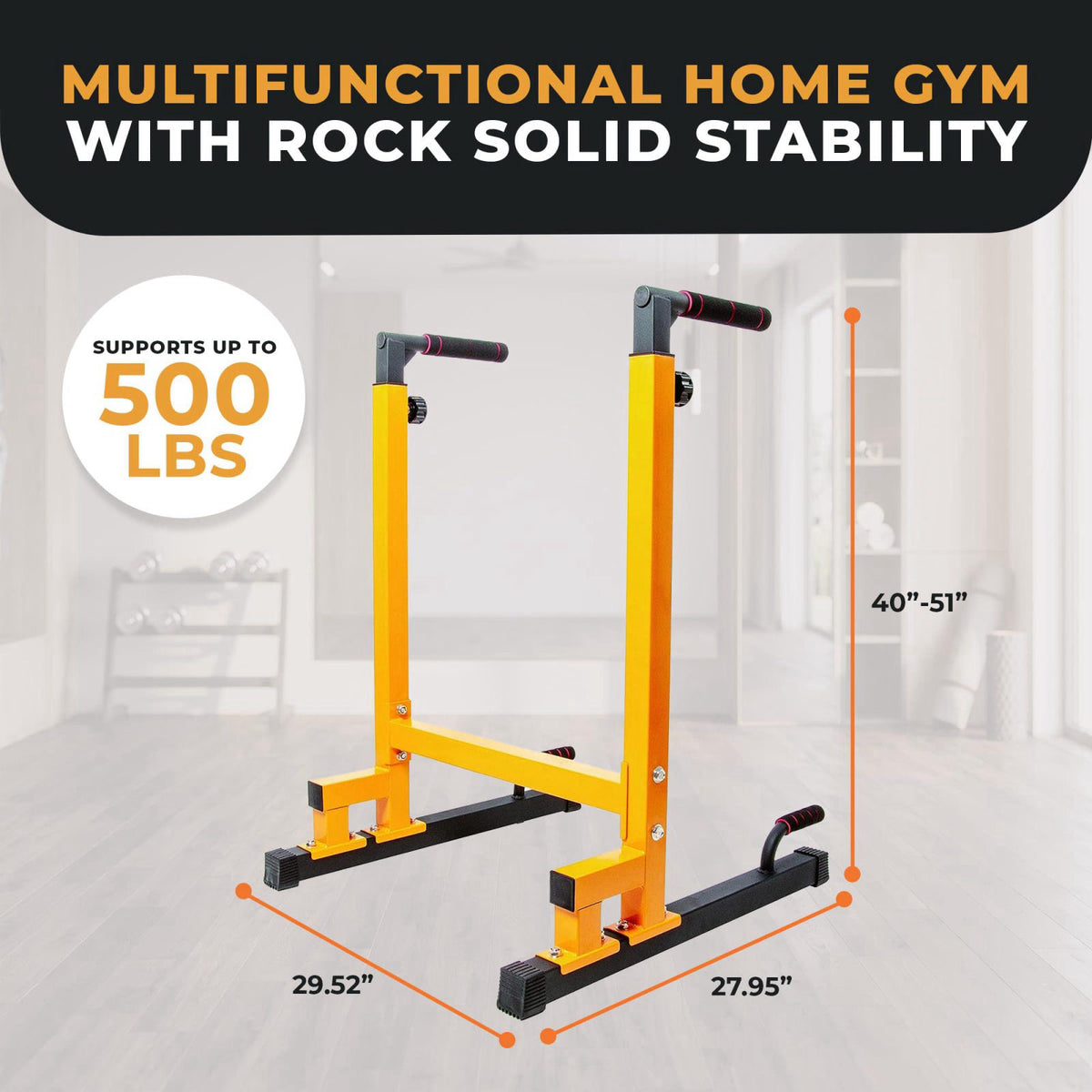 BalanceFrom Steel Frame Dip Station with Adjustable Height, 500 Pound Weight Capacity – Upper Body Workout Home Gym Equi