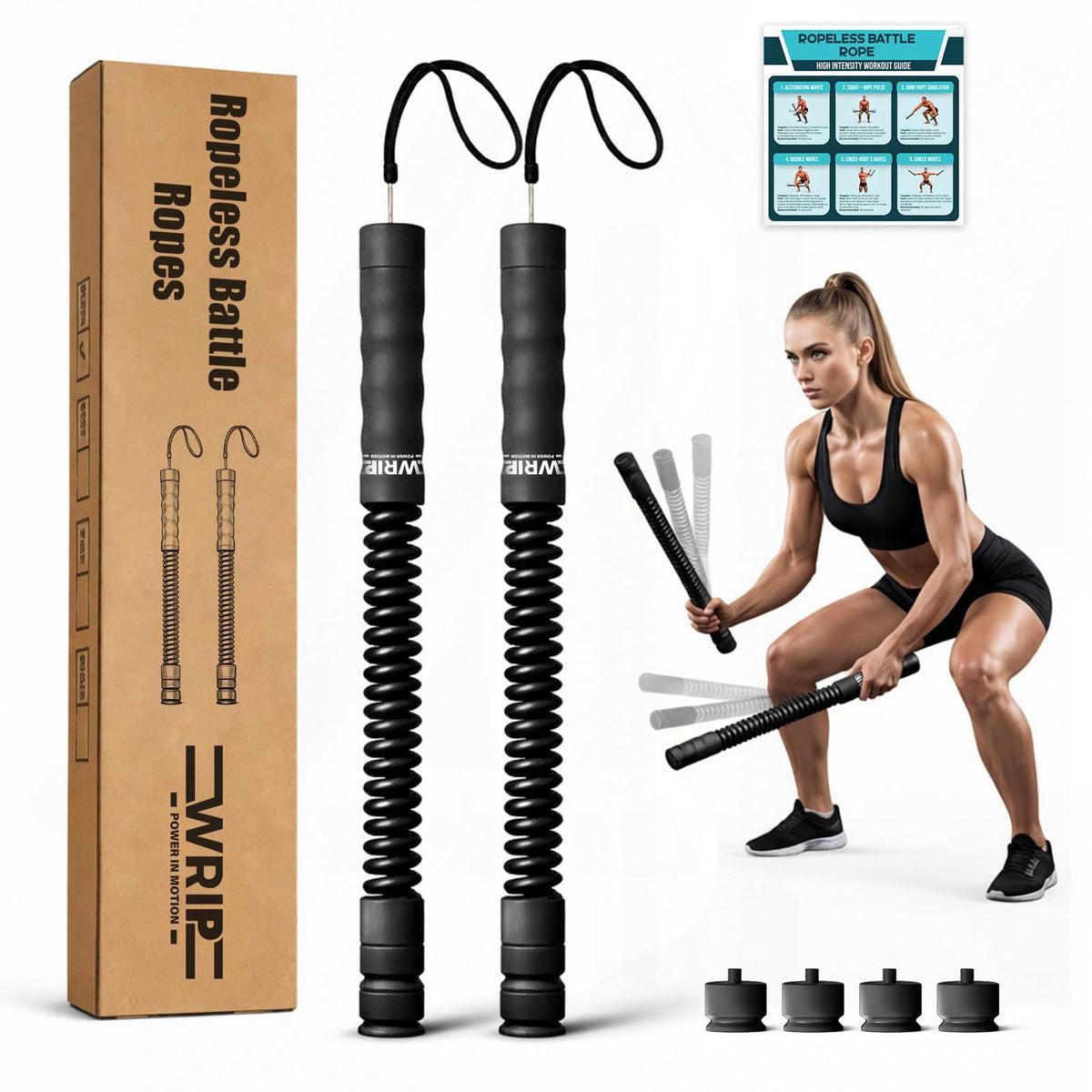 Wrip Ropeless Battle Ropes Weighted, Home Gym Equipment, Fat Burning Cardio, Small Space Exercise Equipment, Shoulder Ex