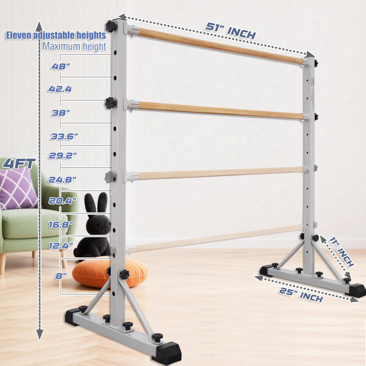 FC FUNCHEER Adjustable Ballet Barre,Portable Dance bar,Fitness Equipment for Dance & Balance Excercise,Super Sturdy for 
