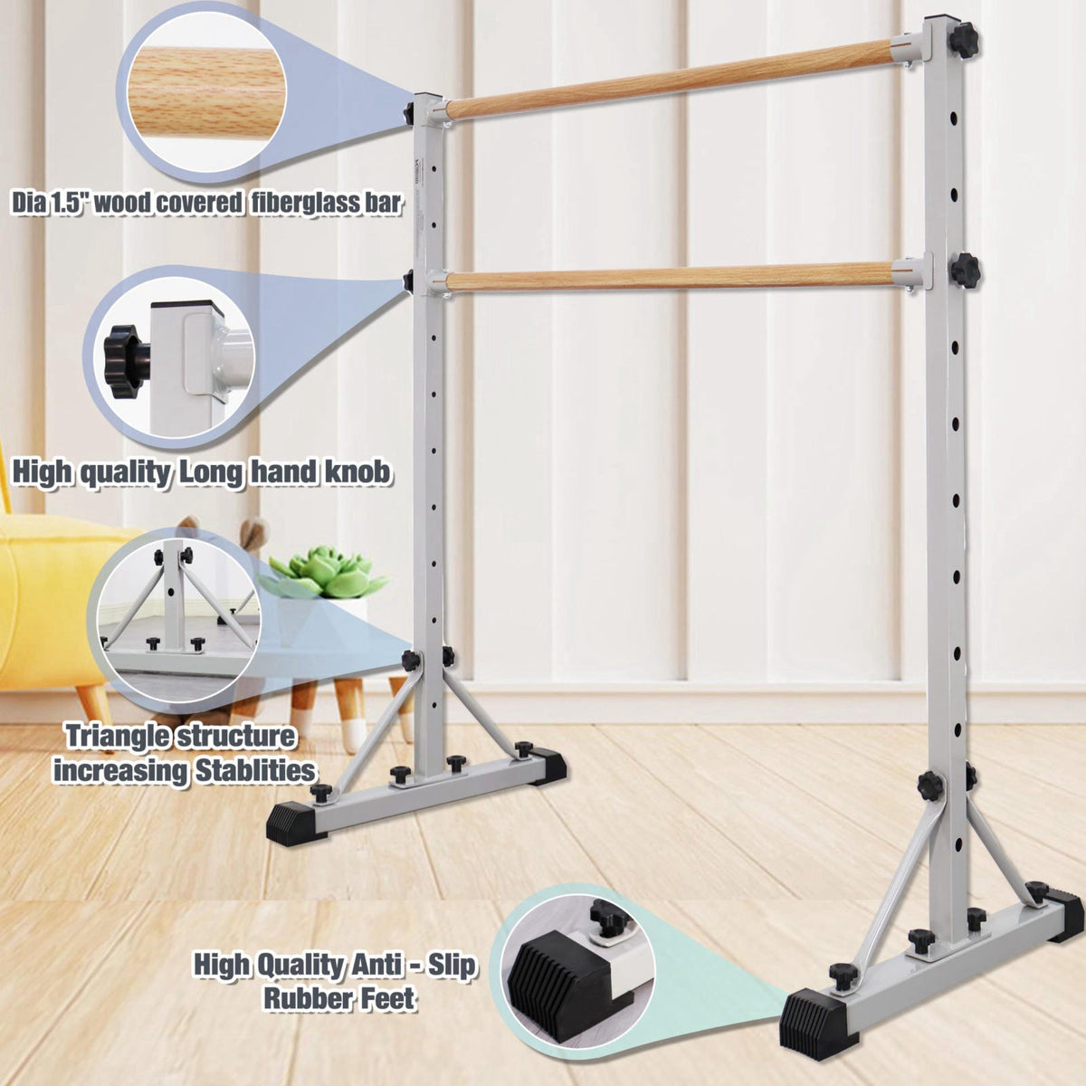 FC FUNCHEER Adjustable Ballet Barre,Portable Dance bar,Fitness Equipment for Dance & Balance Excercise,Super Sturdy for 