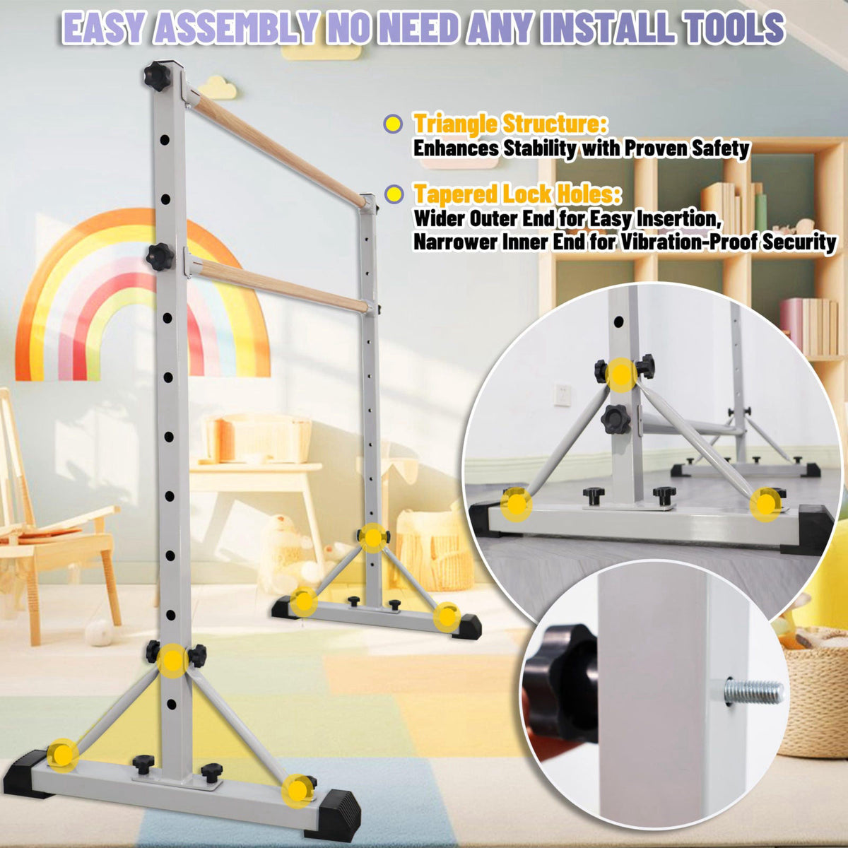 FC FUNCHEER Adjustable Ballet Barre,Portable Dance bar,Fitness Equipment for Dance & Balance Excercise,Super Sturdy for 