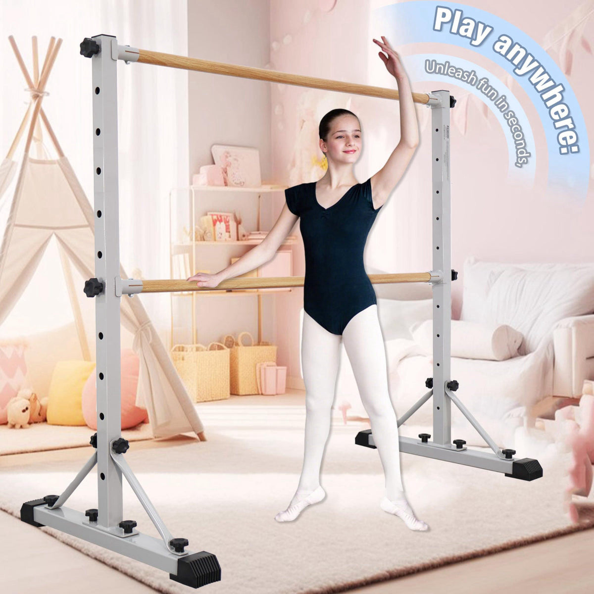 FC FUNCHEER Adjustable Ballet Barre,Portable Dance bar,Fitness Equipment for Dance & Balance Excercise,Super Sturdy for 