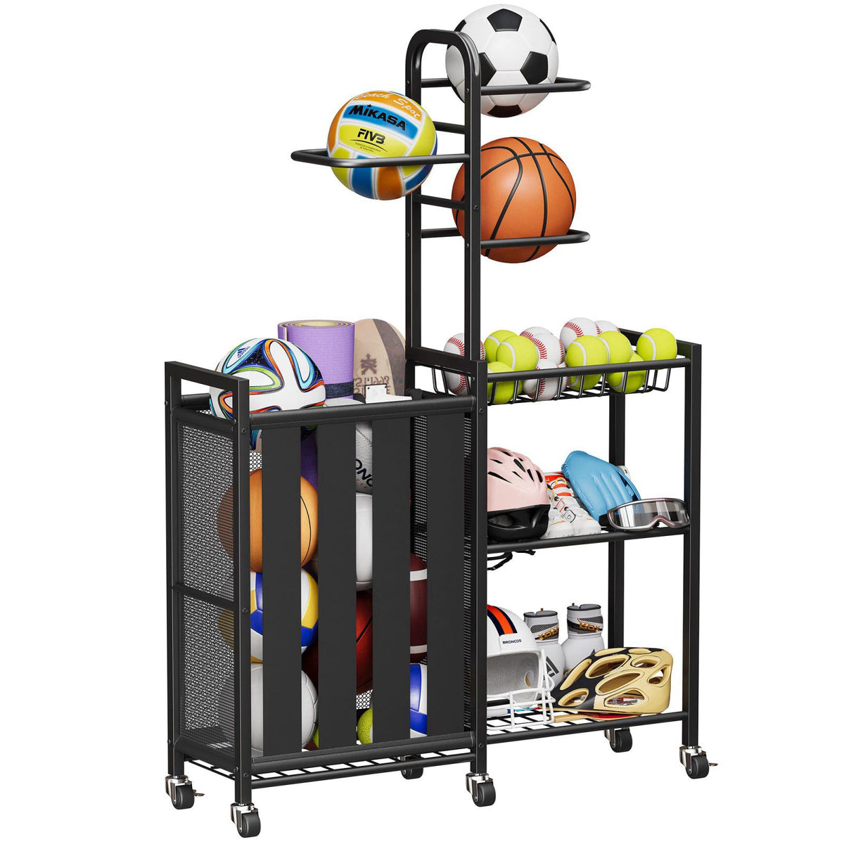 Homeiju Ball Storage Garage Sports Equipment Organizer, Metal, Black – close-up detail in Black