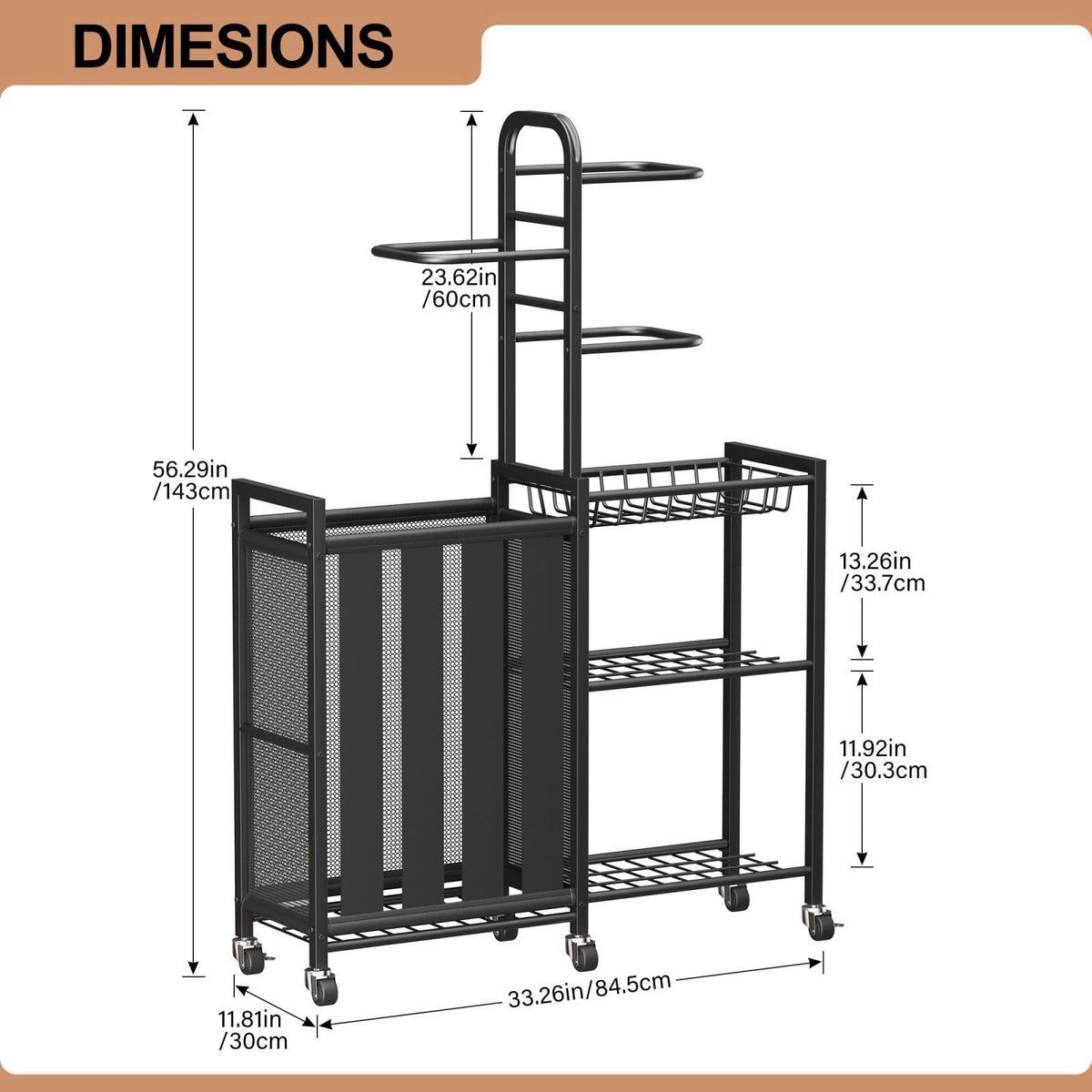 Homeiju Ball Storage Garage Sports Equipment Organizer, Metal, Black – packaging and label