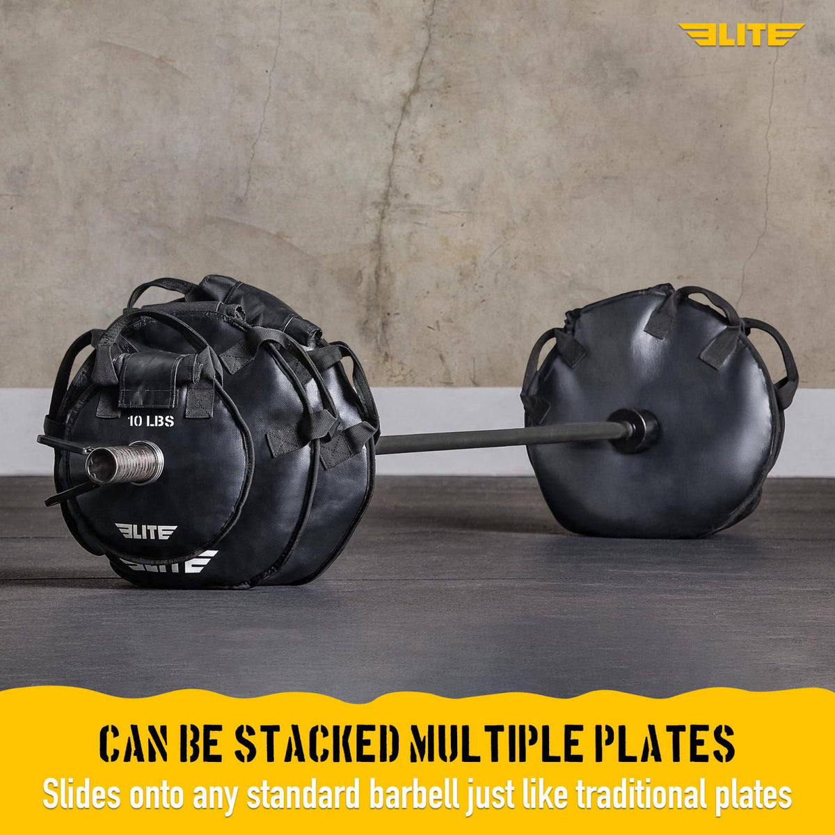 Elite Sports UNFILLED Workout Sand Plates (Set of 2) – EMPTY Fillable Olympic Weight Plates for Barbell Training – Drop-