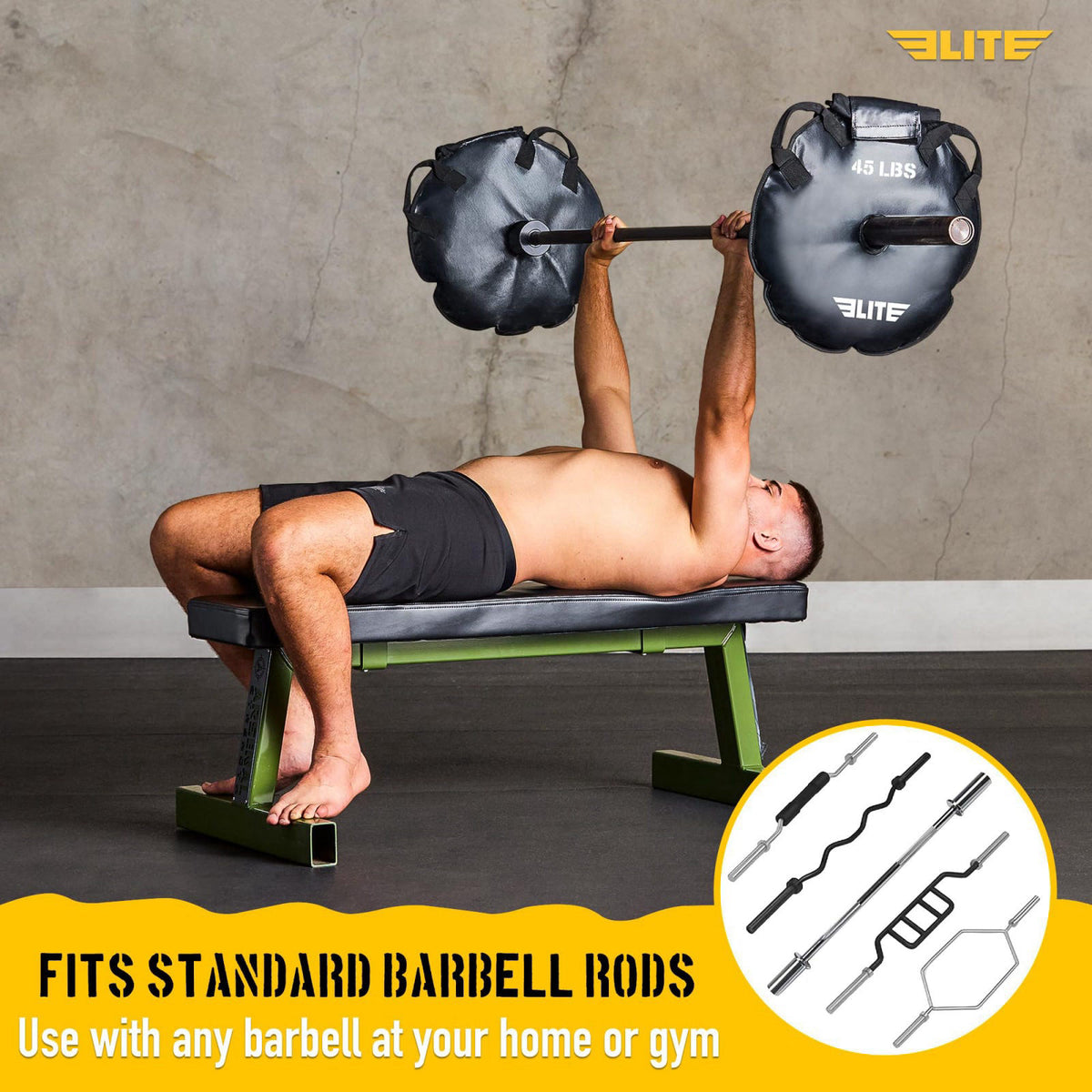 Elite Sports UNFILLED Workout Sand Plates (Set of 2) – EMPTY Fillable Olympic Weight Plates for Barbell Training – Drop-