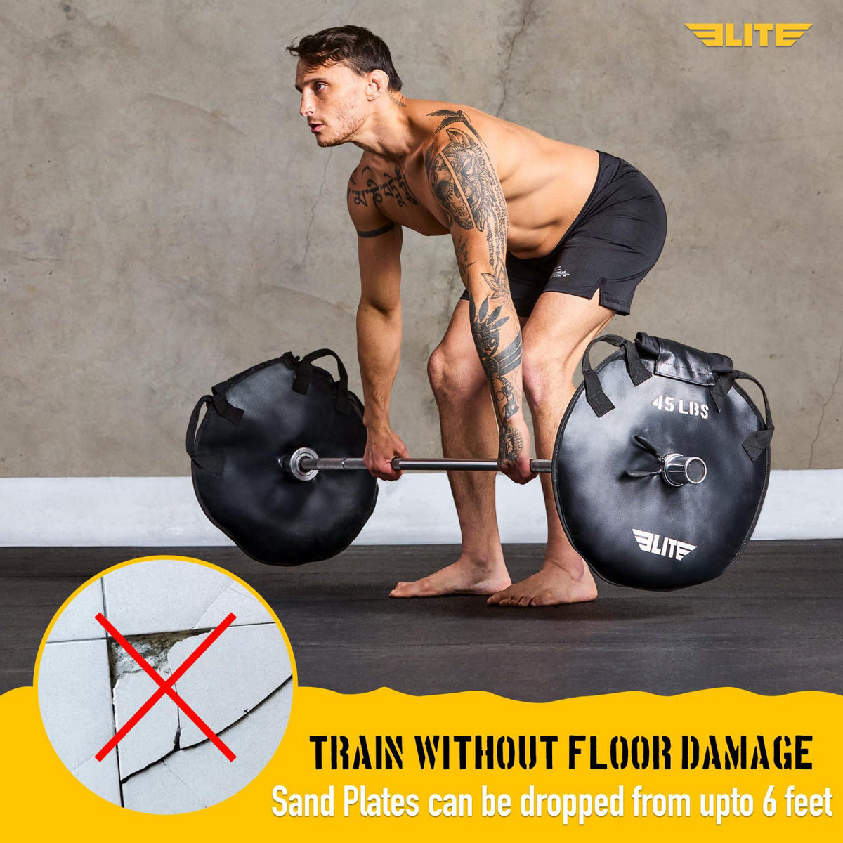 Elite Sports UNFILLED Workout Sand Plates (Set of 2) – EMPTY Fillable Olympic Weight Plates for Barbell Training – Drop-